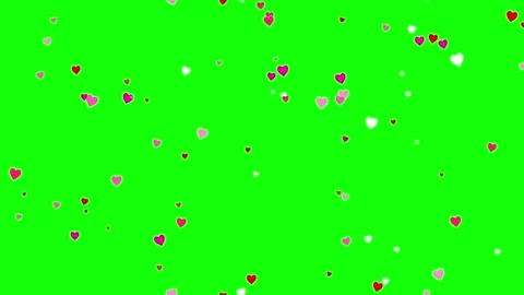 Floating hearts animation on green screen background Video stock 344740233