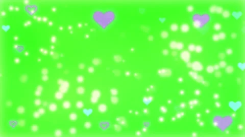 Floating Hearts Animation Over Green Screen Background with Soft Glowing Bokeh Stock Footage 338438485