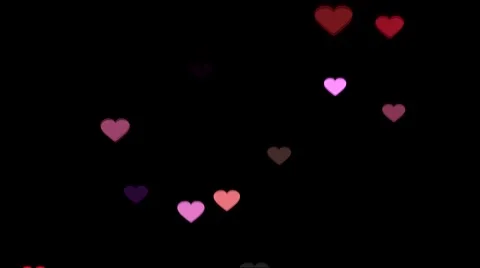 Floating Hearts on Black Background Loop Stock Footage 58931250