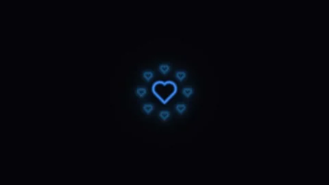 Floating hearts in blue light on a dark background Stock Footage 338317386