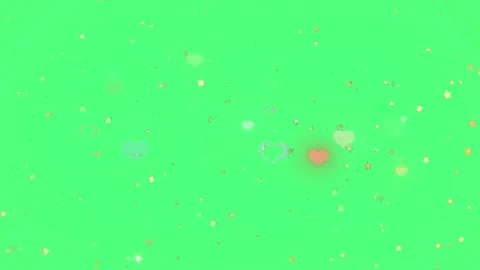 Floating hearts on green screen. Romantic love particles overlay for video Video stock 340118784