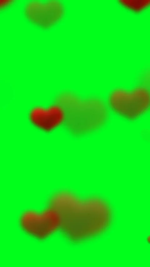 Floating hearts on green screen vertical... | Stock Video | Pond5