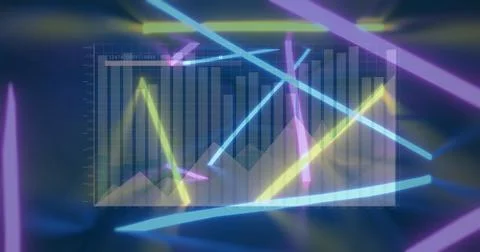 Floating holographic data panel displaying bar and line charts on virtual stage, Stock Photos