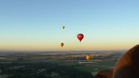 Floating hot air balloons Stock Footage 56374568