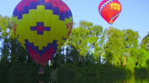 Floating hot air balloons Stock Footage 56583740