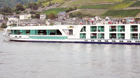 Floating Hotel on the River Rhine Stock Footage 29988596