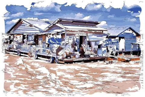 Floating houses Illustrazione stock
