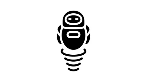 Floating hover robot glyph icon animation Stock Footage 326140049