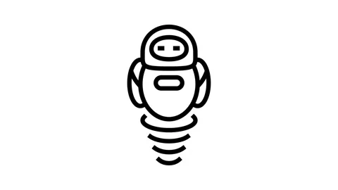 Floating hover robot line icon animation Stock Footage 326121719