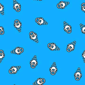 Floating hover robot vector seamless pattern Illustrazione stock