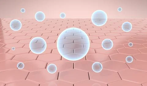 Floating Hydration Spheres Above Smooth Skin - 3d illustration Stock Illustration