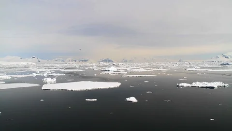Floating ice in Antarctica with mountains in the background 2 Stock Footage 88285119