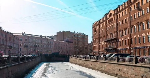 Floating Ice Debacle on Moyka River in St.Petersburg, Russia Stock Footage 51173518