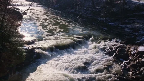 Floating ice in a mountain river Stock Footage 257072291