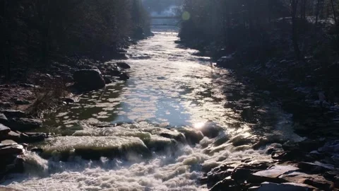 Floating ice in a mountain river Stock Footage 257072357