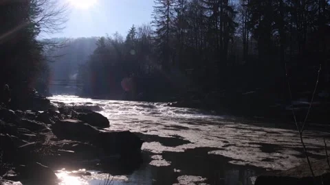 Floating ice in a mountain river Stock Footage 257072746