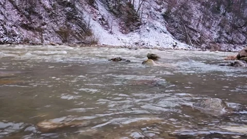 Floating ice in a mountain river Stock Footage 257075122