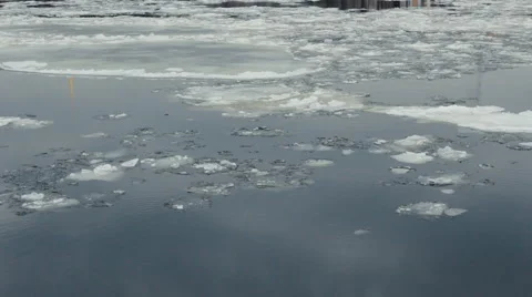 Floating of ice on the Neva river in Saint-Petersburg, Russia Stock Footage 61859625