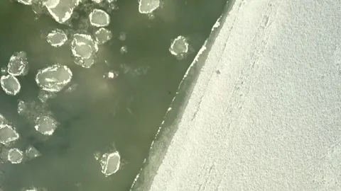 Floating Ice on the North Saskatchewan River Stock Footage 257286496
