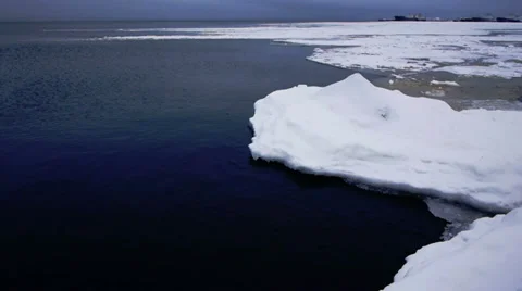 Floating of ice, Onego lake Stock Footage 35753537