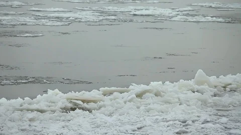 Floating of ice on the river begin of spring Stock Footage 72649319