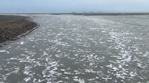 Floating ice on a river in Iceland Stock Footage 61166578