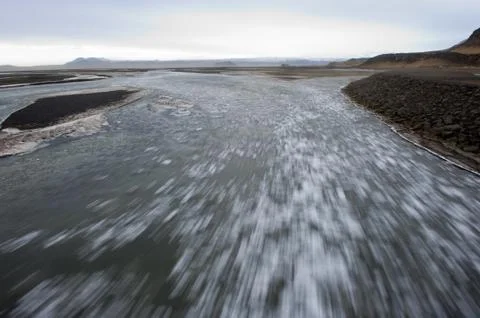 Floating ice on river Stock Photos