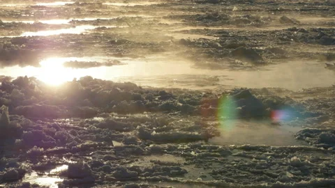 Floating Ice On river very cold winter morning 4 186017 Stock-Footage 103139571
