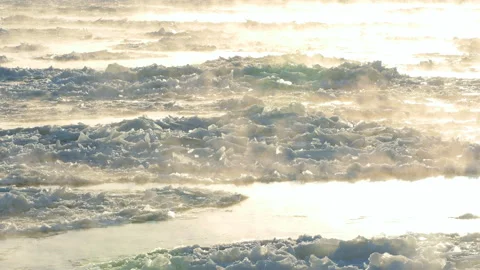 Floating Ice On river very cold winter morning 2 186013 Video stock 103141158