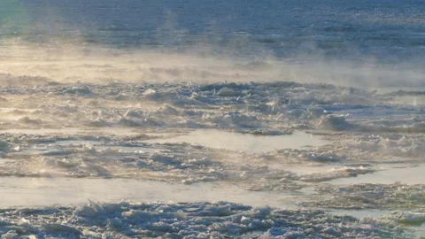 Floating Ice On river very cold winter morning 2 186012 Stock-Footage 103142142