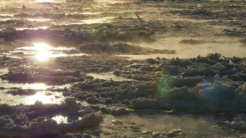 Floating Ice On river very cold winter morning 6 186017 Stock-Footage 103152639