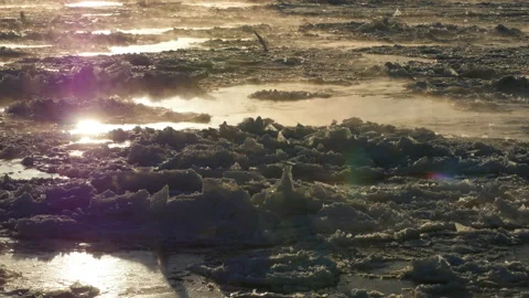 Floating Ice On river very cold winter morning 5 186017 Stock-Footage 103153843