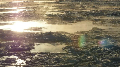 Floating Ice On river very cold winter morning 3 186017 Stock-Footage 103154870