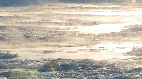 Floating Ice On river very cold winter morning 2 186014 Video stock 103157350