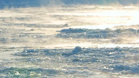 Floating Ice On river very cold winter morning 1 186014 Stock-Footage 103160105