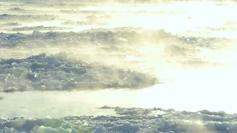 Floating Ice On river very cold winter morning 1 186013 Stock-Footage 103160855