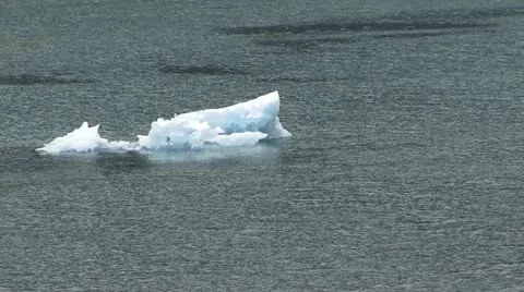 Floating iceberg w/ birds Stock Footage 12607251