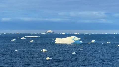 Floating icebergs in the Arctic ocean, scenic polar landscape . Stock Footage 341800935