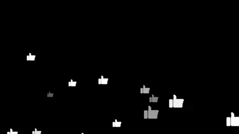 Floating Like Icons Animation on Black Background, Social Media Engagement Vídeo Stock 314754524