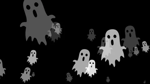 Floating Illustrated Ghosts Animation, Spooky Halloween Loop Stock Footage 345695148