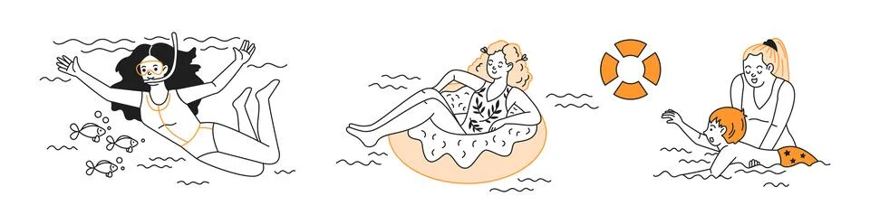 Floating on an inflatable ring Stock Illustration