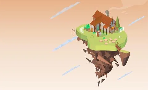 Floating island Stock Illustration