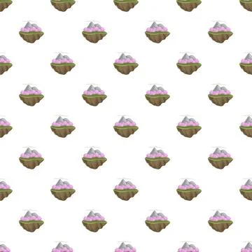 Floating island pattern mountains with pink cherry blossoms イラスト素材