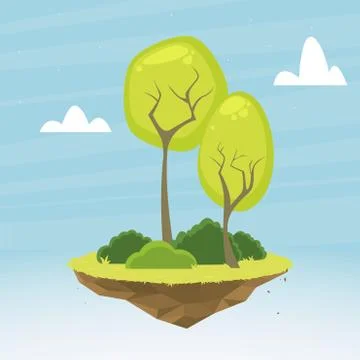 The floating Island in a sky. Stock Illustration