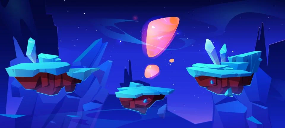 Floating islands, game background, level design 스톡 일러스트
