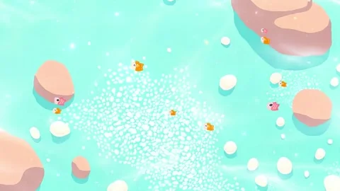 Floating Islands &amp; a Sea of Bubbles: A Fish Adventure in a Cartoon World Stock Footage 317967396