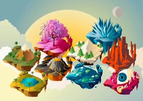 Floating islands in the sky 스톡 일러스트