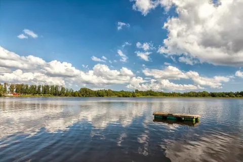 Floating jetty in lake 스톡 사진