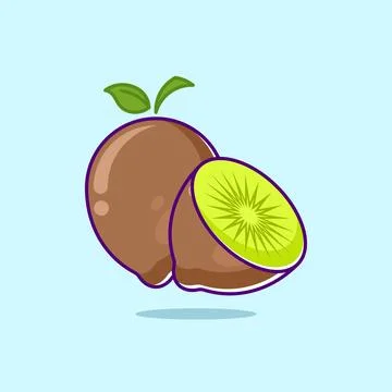 Floating kiwi slice cartoon Illustrazione stock