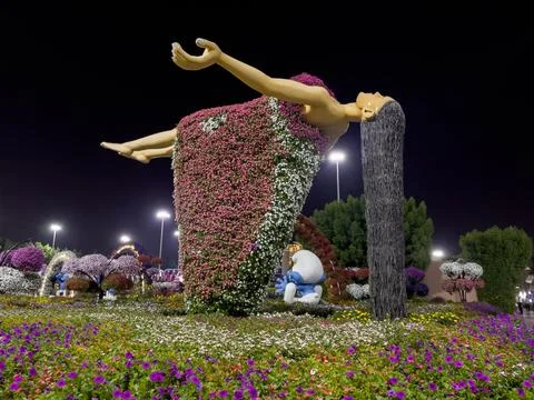 Floating lady with flowers Stock Photos